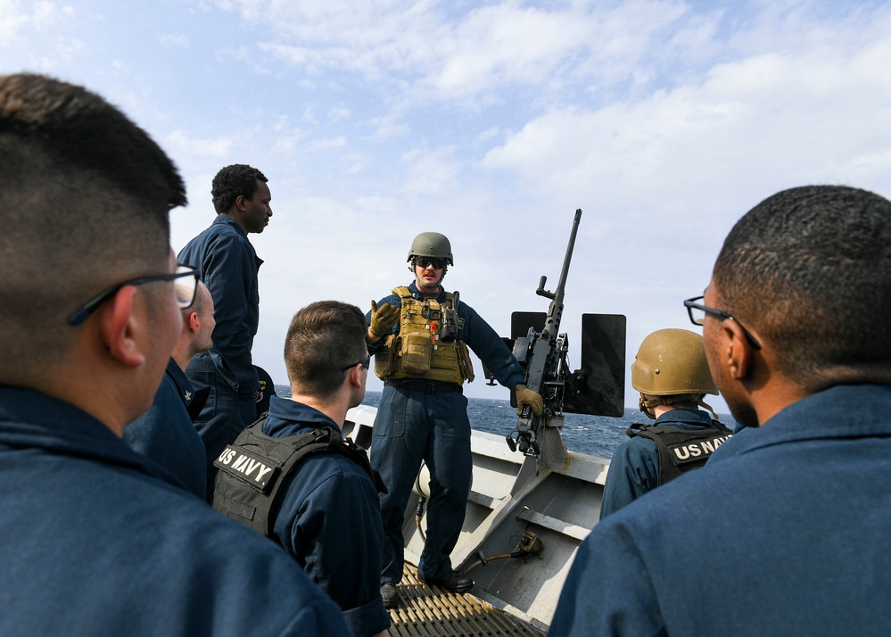 USS Normandy Sailor Gives .50-Caliber Machine Gun Training