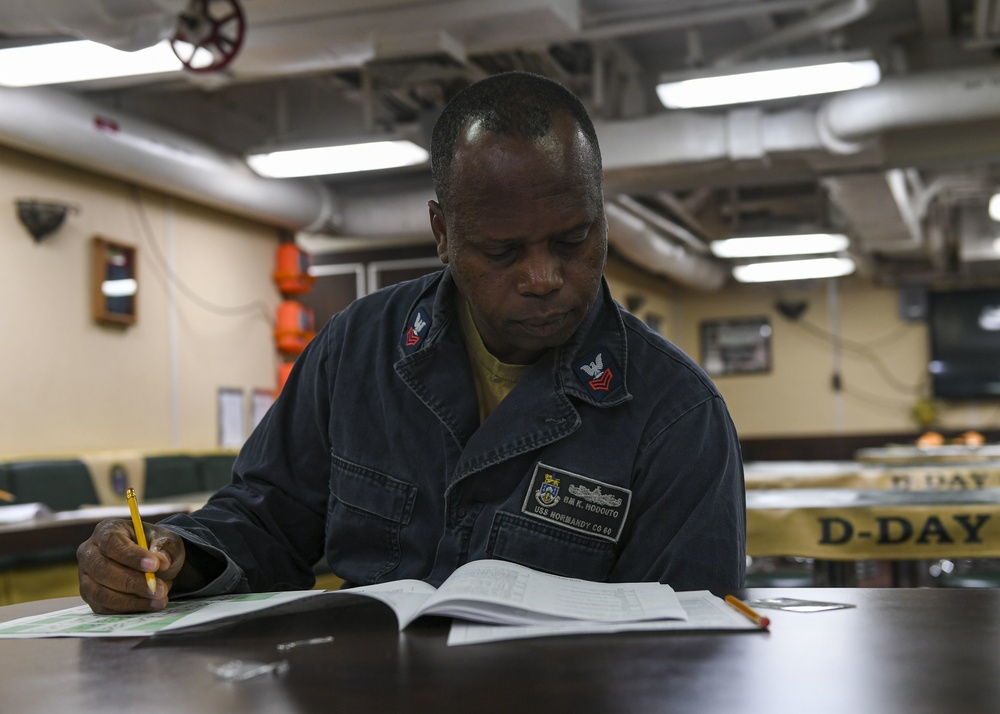 USS Normandy Takes Chief Exam