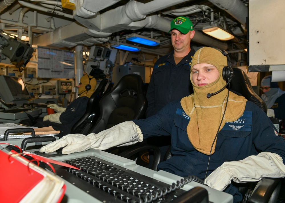 USS Normandy Conducts General Quarters Drill