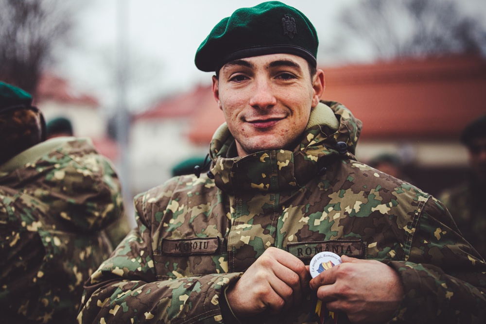 Romanian Soldiers celebrate unity day during eFP Battle Group Poland