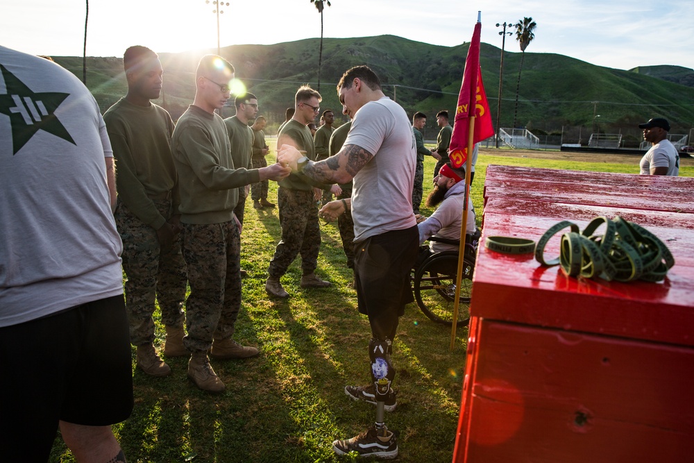 Catch a Lift Veterans work out with Sierra Battery, 5th Battalion, 11th Marine Regiment