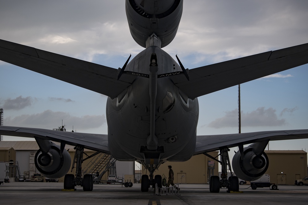 Deployed KC-10 low-light refueling