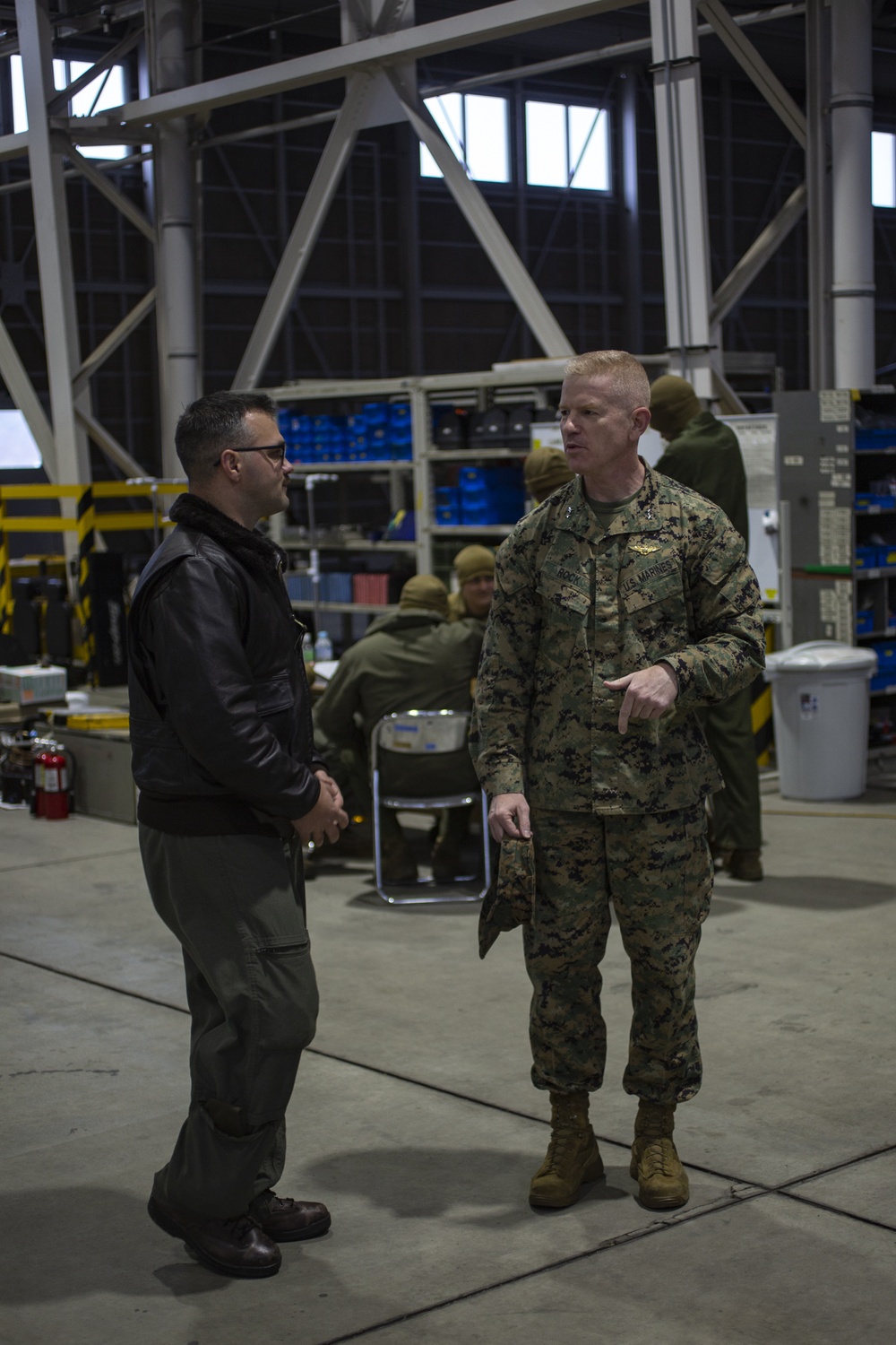 Maj. Gen. Paul J. Rock Jr. visits U.S. Marines with VMM-265 during Exercise Forest Light Western Army