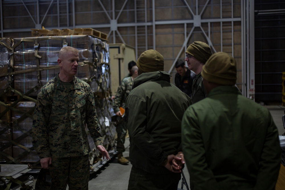 Maj. Gen. Paul J. Rock Jr. visits U.S. Marines with VMM-265 during Exercise Forest Light Western Army