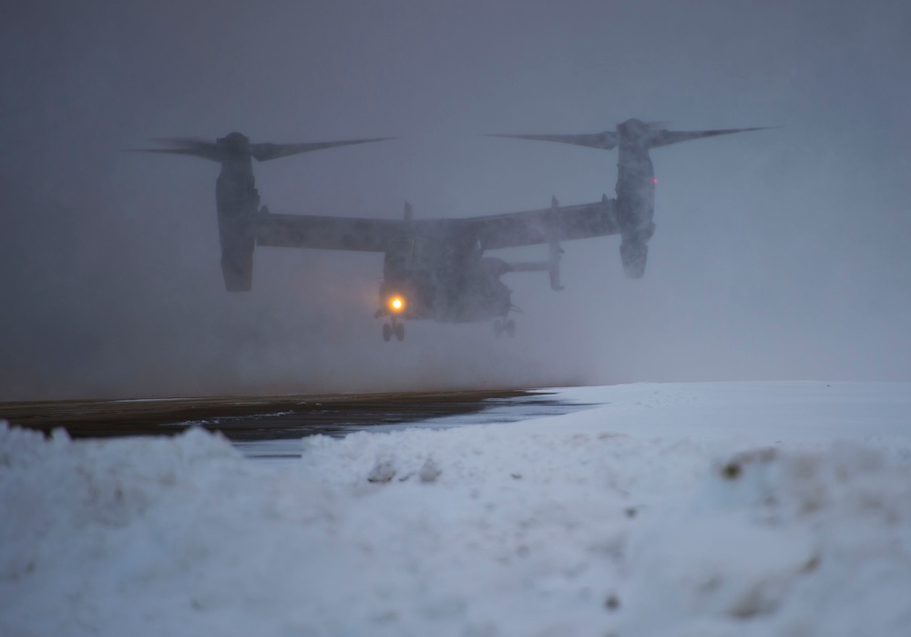 CV-22 Osprey snowy landing