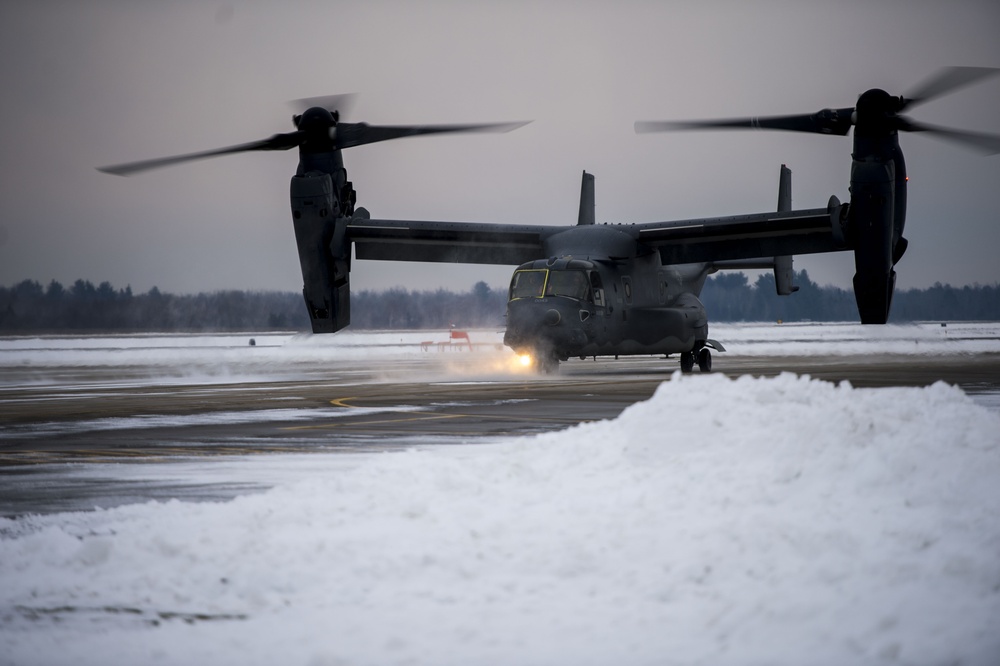 CV-22 Osprey snowy landing