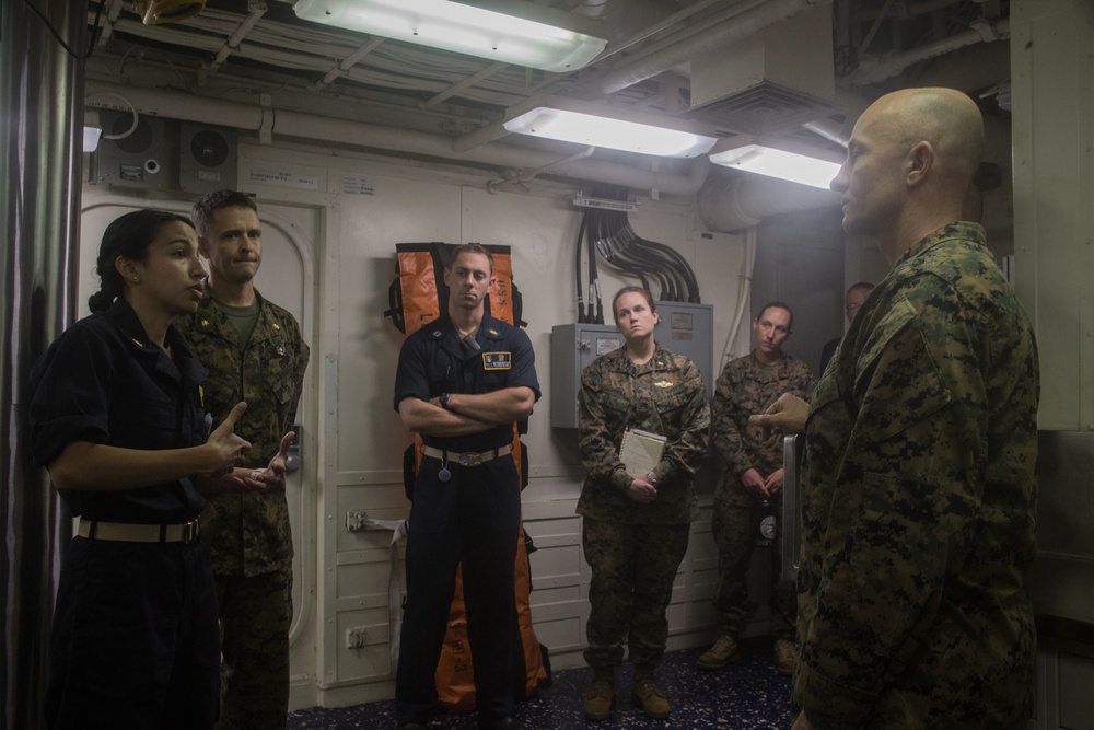 Time for a checkup: 31st MEU commanding officer checks out the medical facilities aboard the USS America