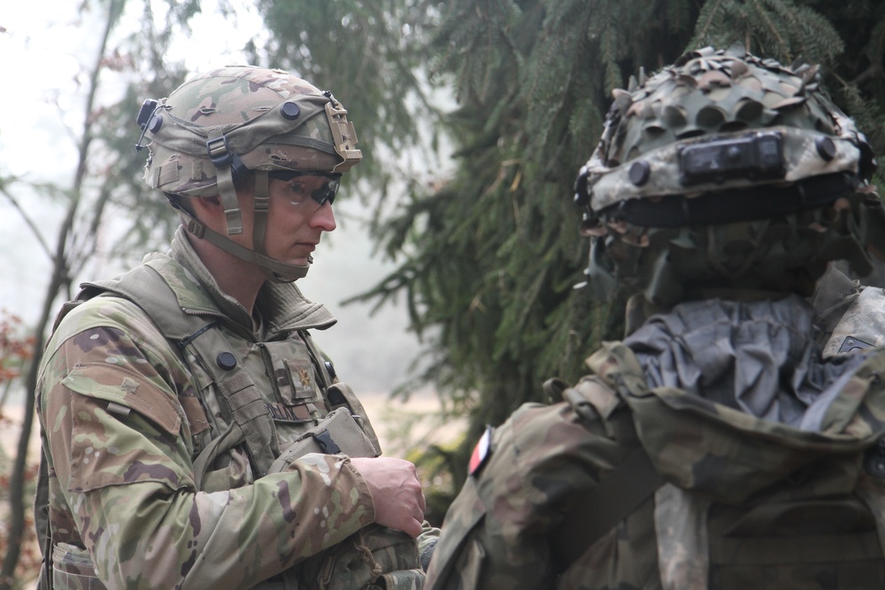 Polish Soldiers work with U.S. Soldiers