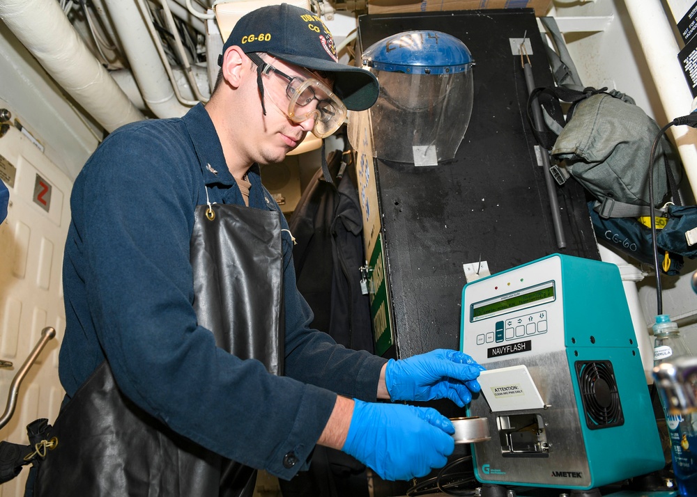 USS Normandy Sailor Tests Hydraulic Oil Flash Point