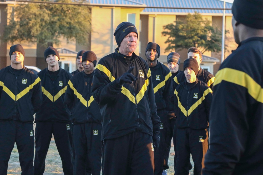 1st Cavalry Division conducts physical training with a retention run for Soldiers 18 Dec