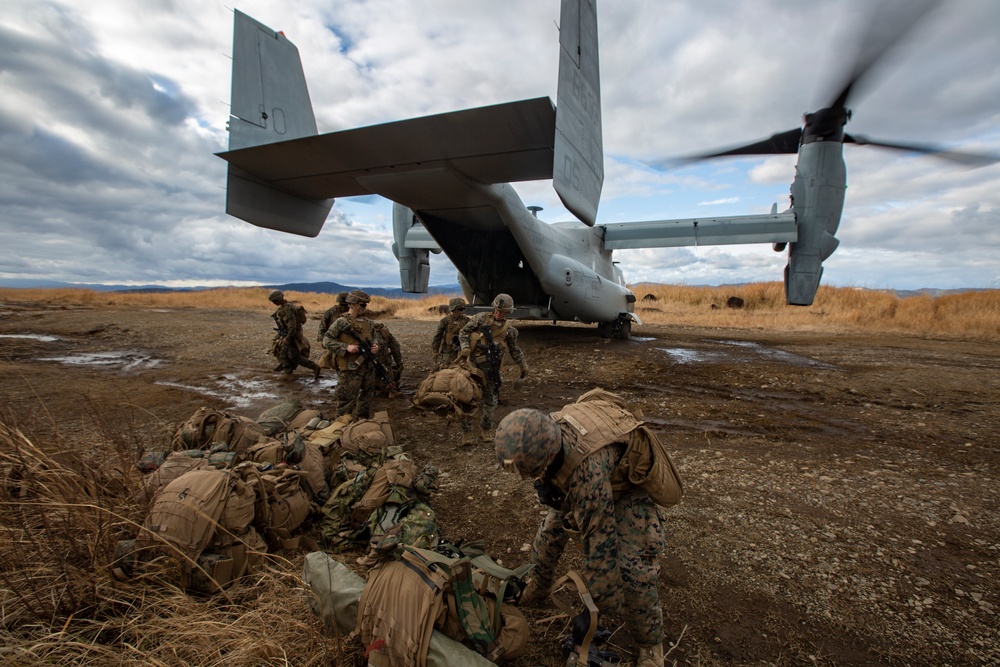 U.S. Marines, Japan Ground Self-Defense Force Conduct Vertical Assault training during Exercise Forest Light Western Army