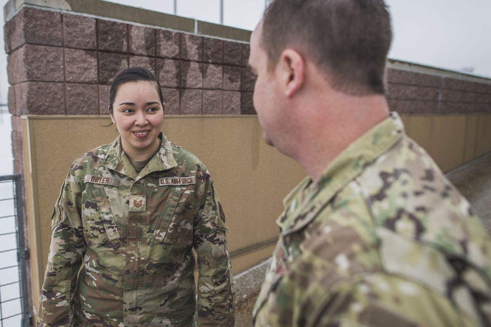 Tech. Sgt. Patty Boyer and Tech. Sgt. Rick Boyer at Alpena Combat Readiness Training Center, Michigan