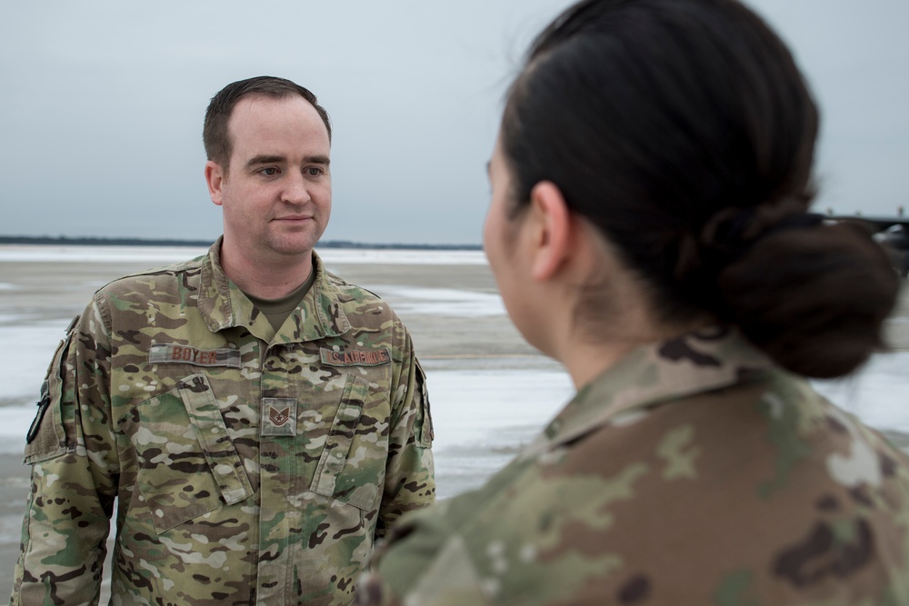 Tech. Sgt. Patty Boyer and Tech. Sgt. Rick Boyer at Alpena Combat Readiness Training Center, Michigan