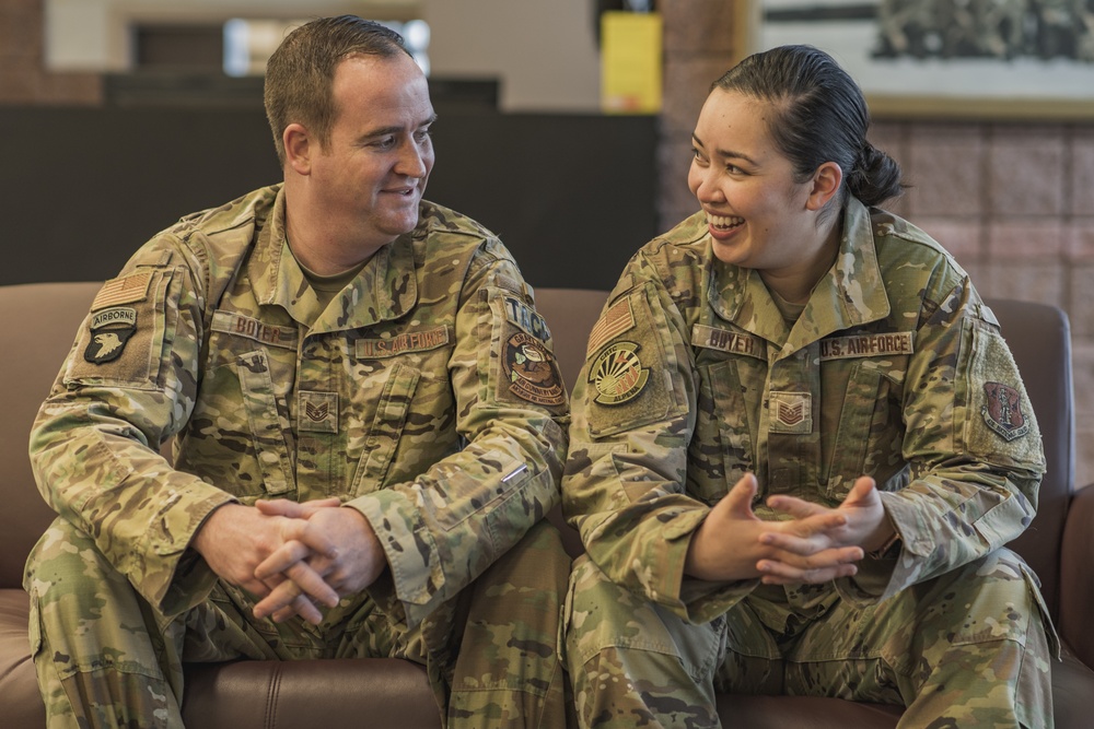 Tech. Sgt. Patty Boyer and Tech. Sgt. Rick Boyer at Alpena Combat Readiness Training Center, Michigan