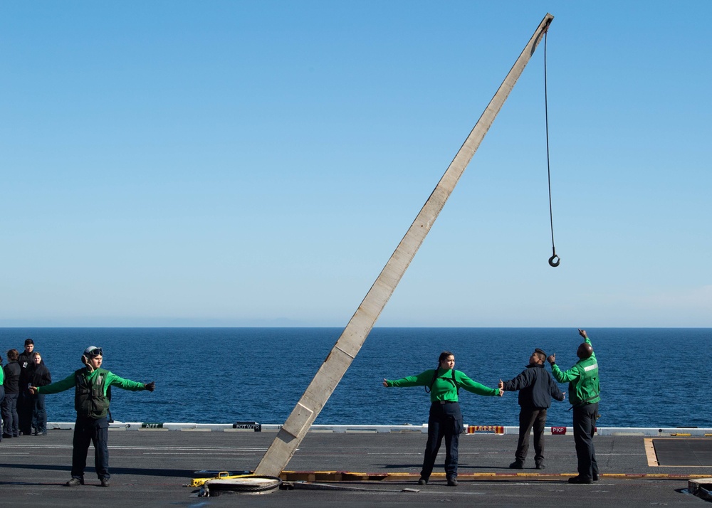 Nimitz Sailors Test Barricade Stanchion