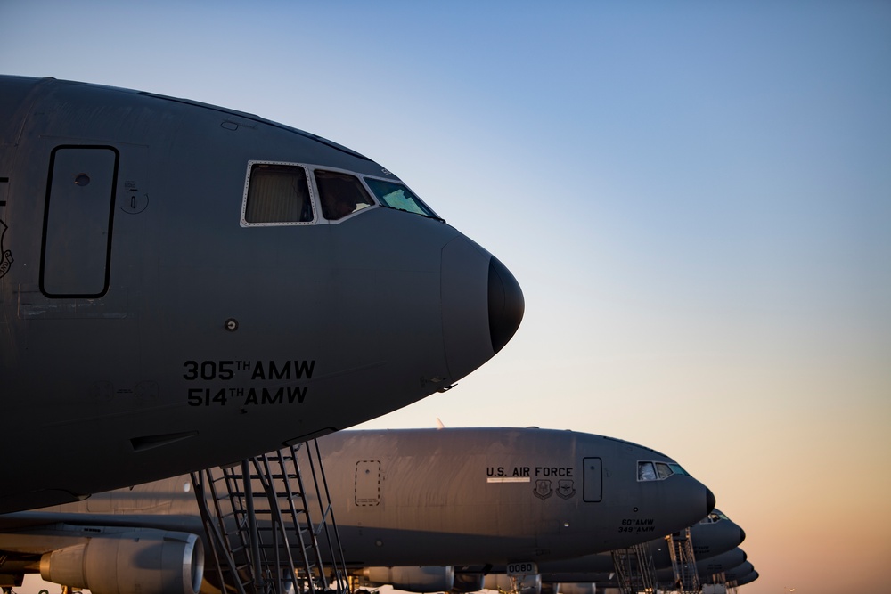 Deployed KC-10 refuels A-10s