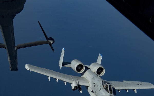 Deployed KC-10 refuels A-10s