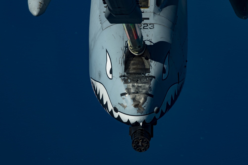 Deployed KC-10 refuels A-10s