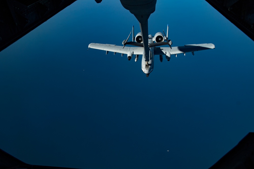 Deployed KC-10 refuels A-10s