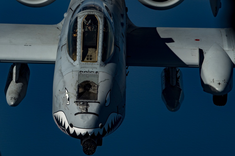 Deployed KC-10 refuels A-10s