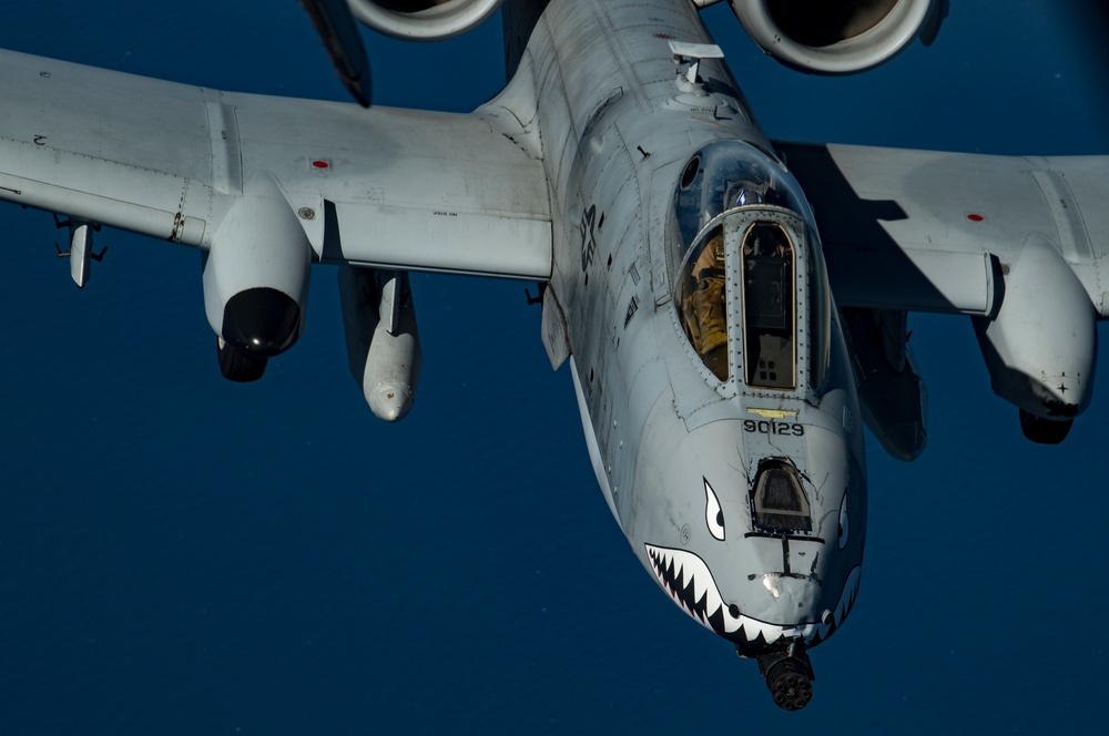 Deployed KC-10 refuels A-10s