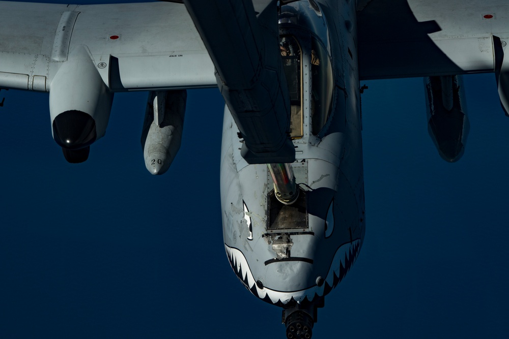 Deployed KC-10 refuels A-10s