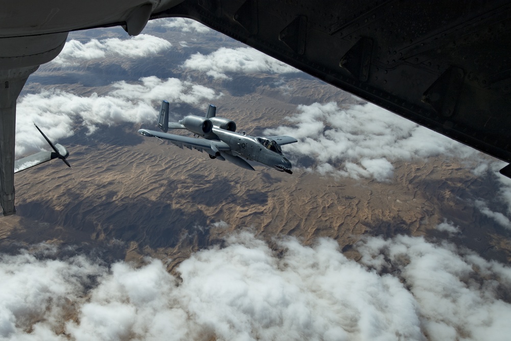 Deployed KC-10 refuels A-10s