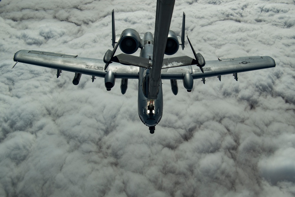 Deployed KC-10 refuels A-10s