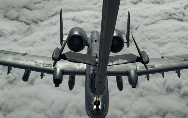 Deployed KC-10 refuels A-10s