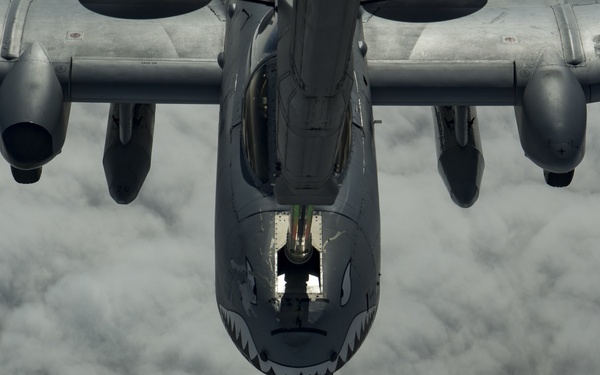 Deployed KC-10 refuels A-10s