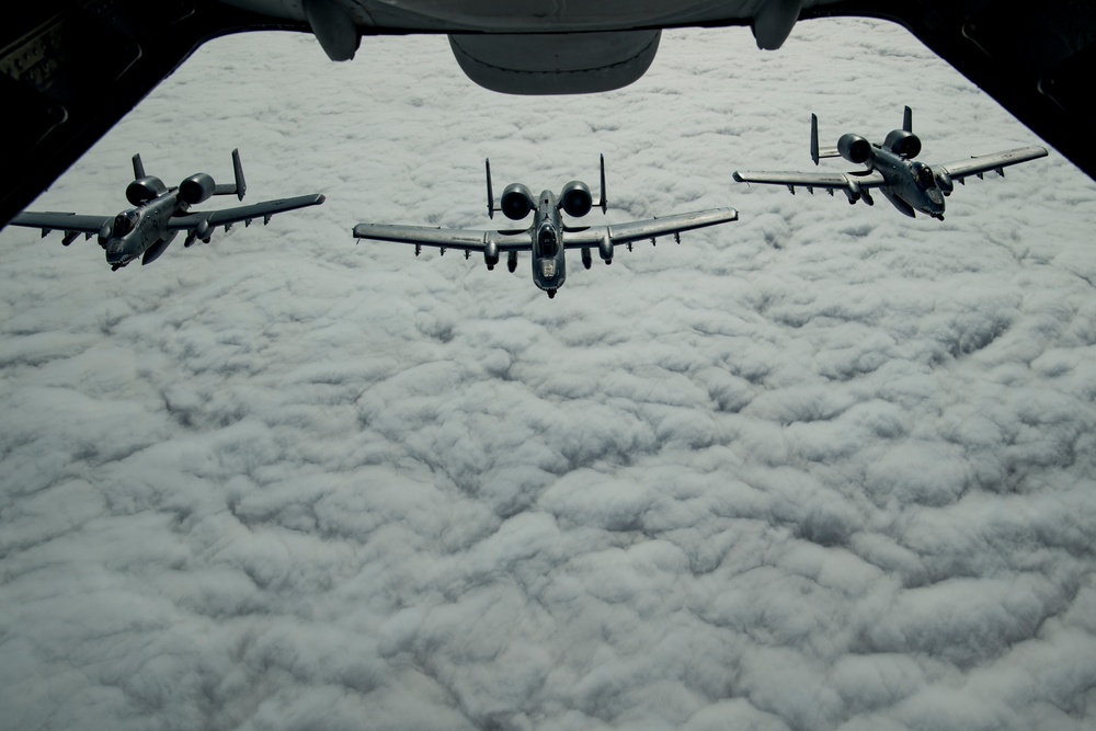 Deployed KC-10 refuels A-10s