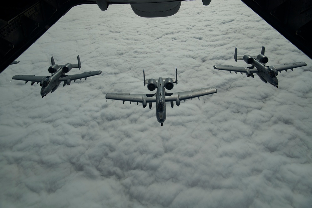 Deployed KC-10 refuels A-10s