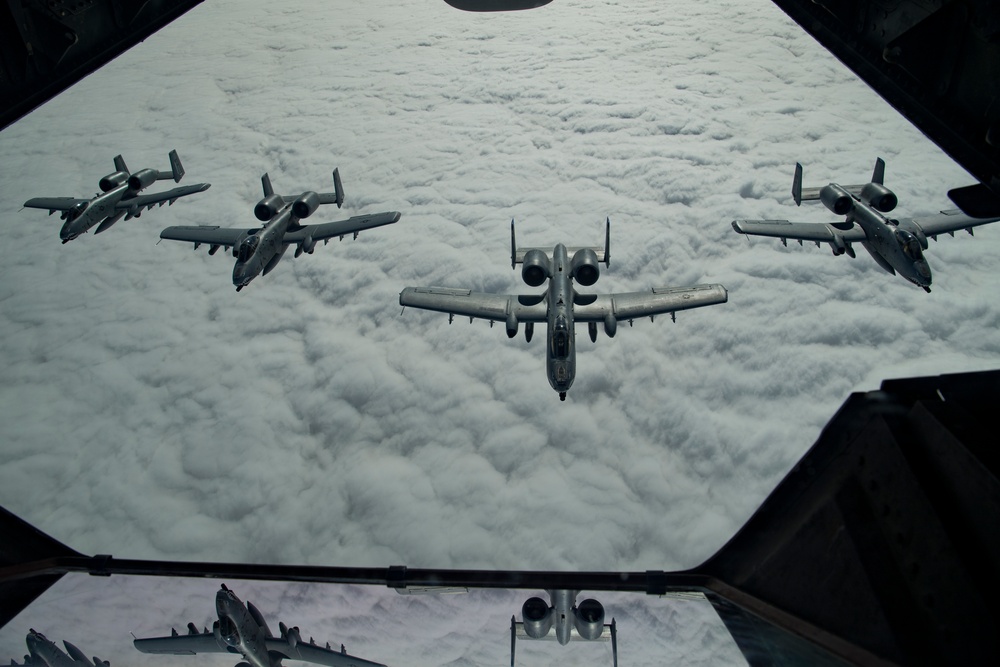 Deployed KC-10 refuels A-10s