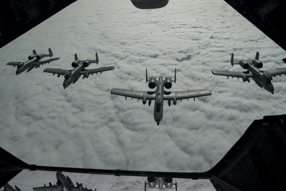 Deployed KC-10 refuels A-10s