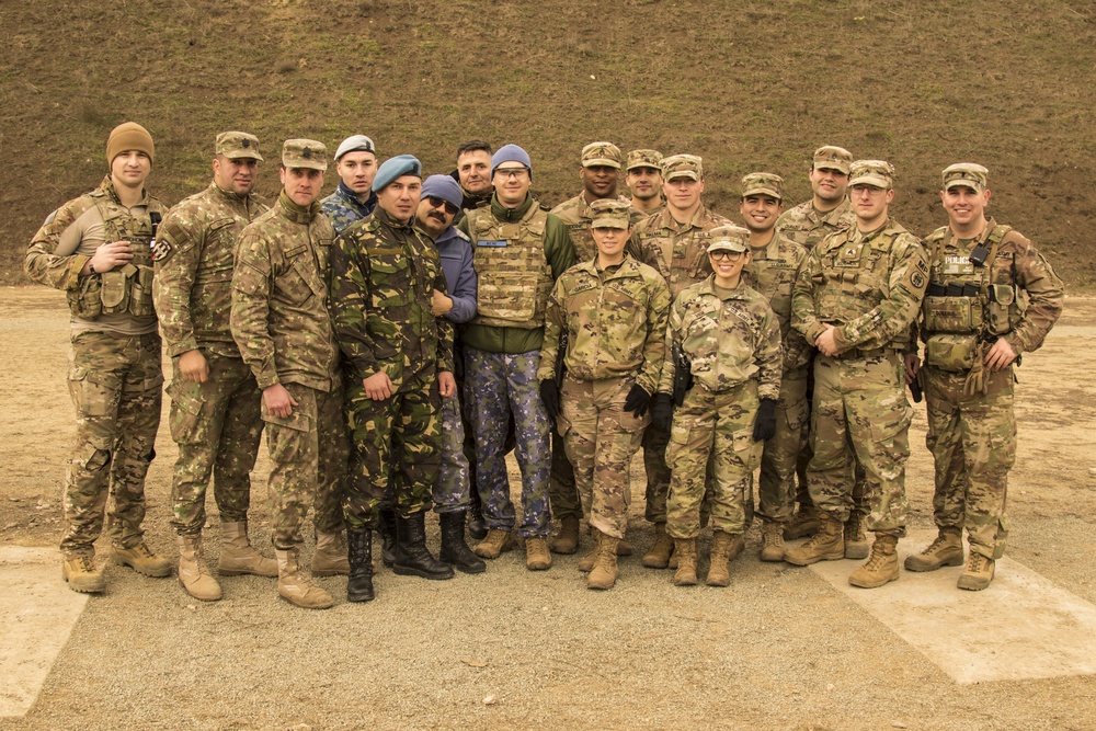 U.S. Soldiers and Romanian armed service members train together