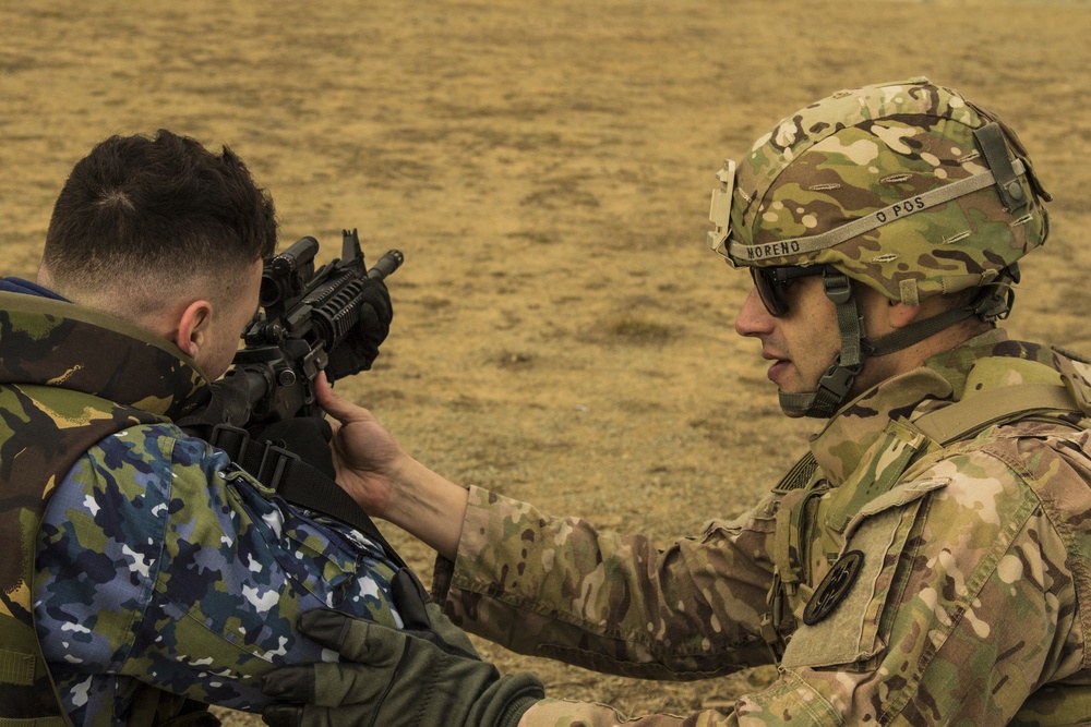 Soldiers with the 382nd Military Police Detachment and Romanian armed forces train together