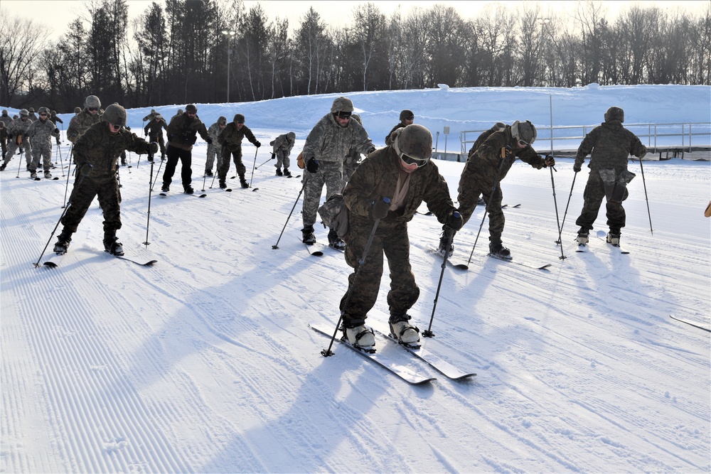Cold-Weather Operations Course students learn skiing techniques at Fort McCoy