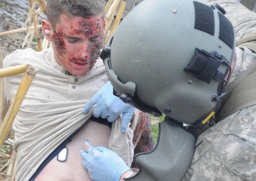 MEDEVAC Soldiers train in disaster scenario