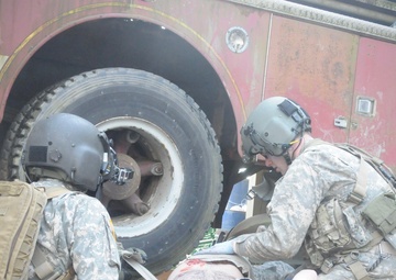 MEDEVAC Soldiers train in disaster scenario