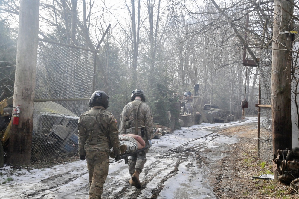 MEDEVAC Soldiers train in disaster scenario