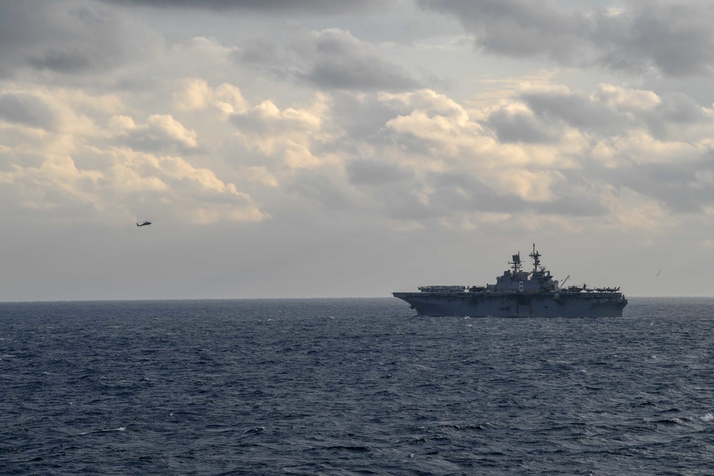 USS Green Bay (LPD 20) sails with U.S Ships