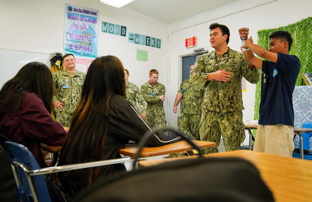 CSS-15 Sailors Teach Ocean of Knowledge to 8th Grade Students