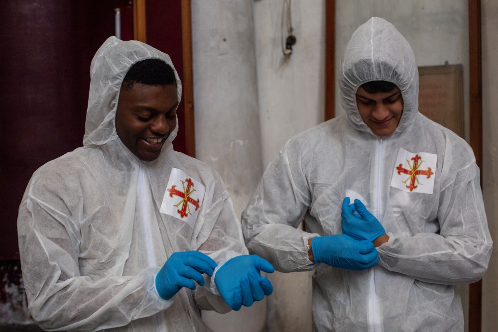 U.S. Consul General, Marines and Sailors Clean a Church