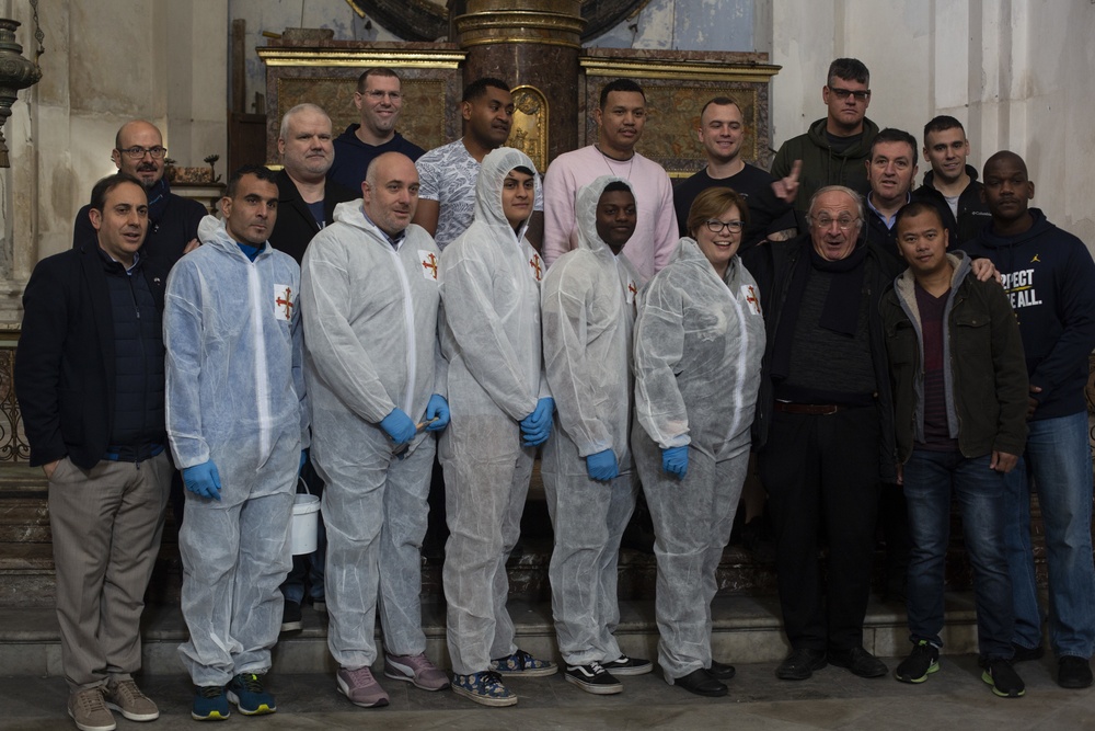 U.S. Consul General, Marines and Sailors Clean a Church