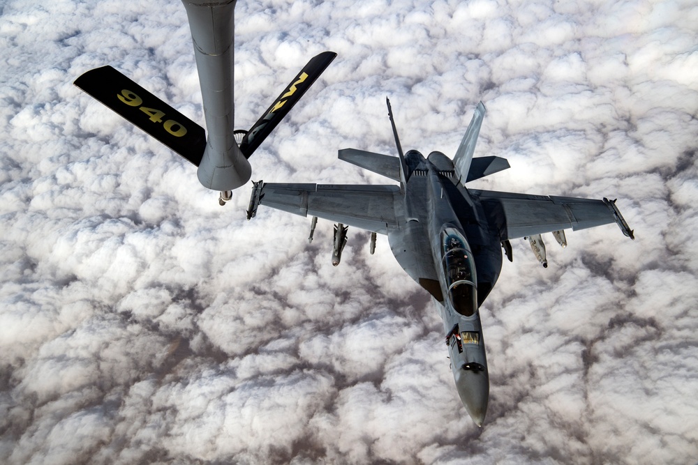 The Air Force refueling the Navy