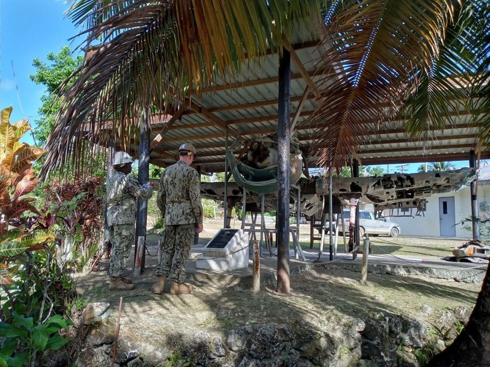 U.S. Navy Seabees deployed with NMCB-5’s Detail Yap visit a World War II historical site