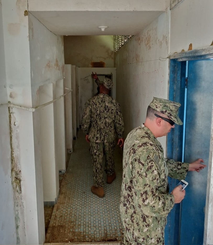 U.S. Navy Seabees deployed with NMCB-5’s Detail Yap conduct a site survey