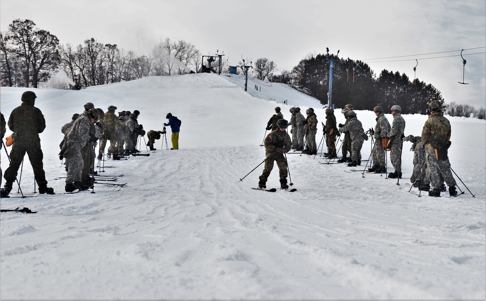 Cold-Weather Operations Course Class 20-02 students learn skiing techniques at Fort McCoy