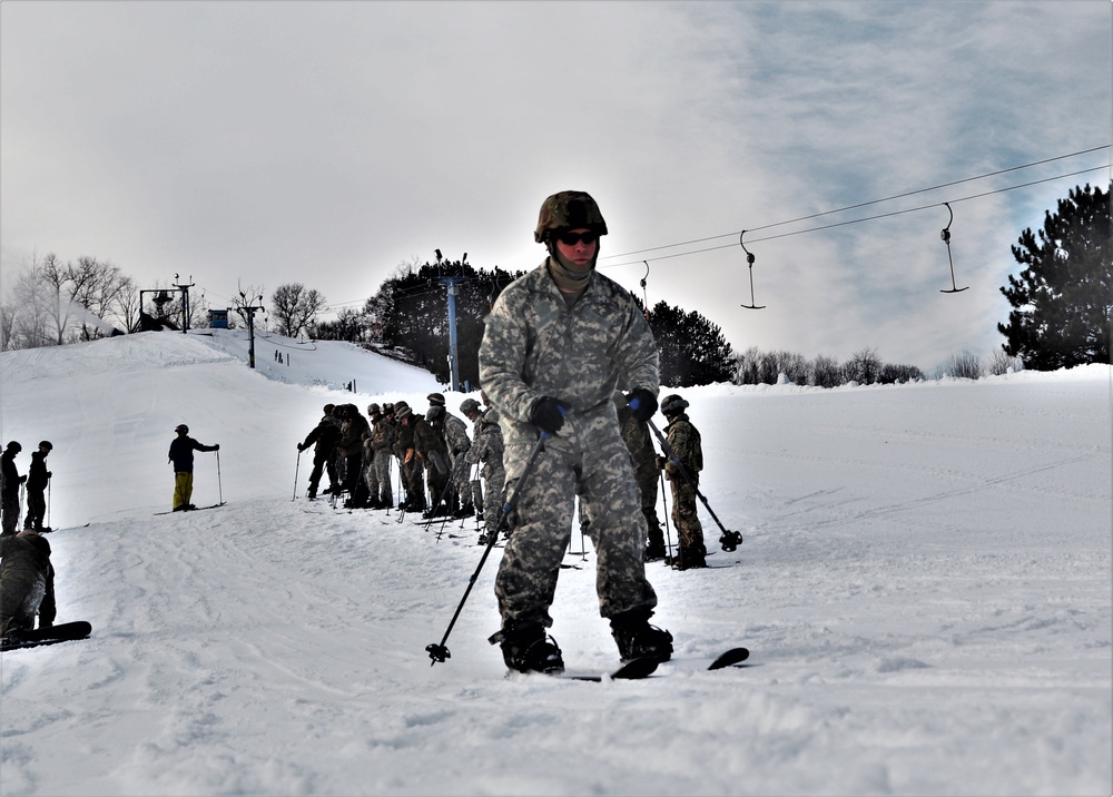 Cold-Weather Operations Course Class 20-02 students learn skiing techniques at Fort McCoy