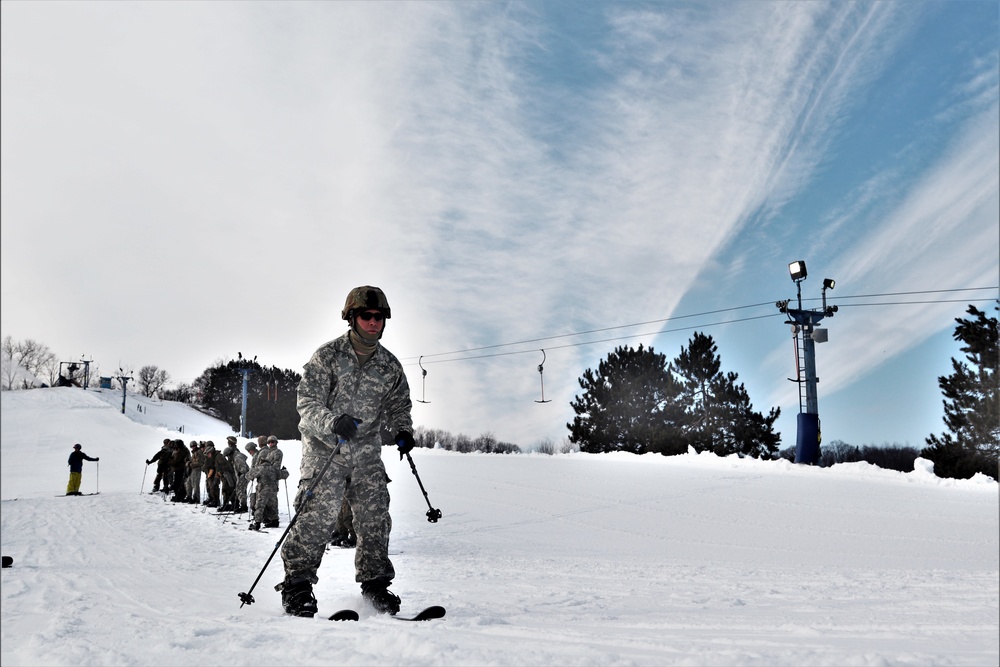 Cold-Weather Operations Course Class 20-02 students learn skiing techniques at Fort McCoy